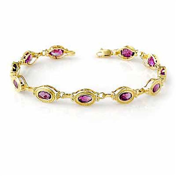 5.10 ctw Amethyst Bracelet 10k Yellow Gold - REF-27Y3X