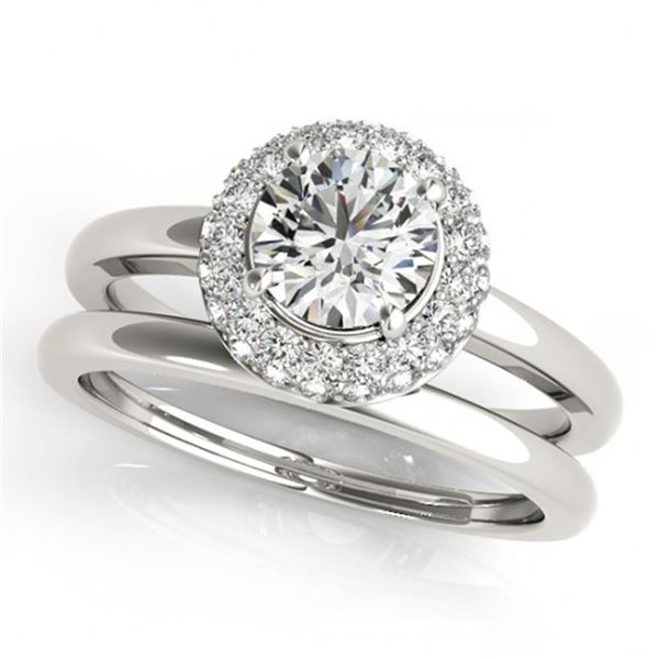 0.75 ctw Certified VS/SI Diamond 2pc Wedding Set Halo 14k White Gold - REF-86F3M