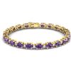 Image 1 : 19.7 ctw Amethyst & VS/SI Diamond Eternity Bracelet 10k Yellow Gold - REF-104X2A
