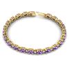 Image 2 : 19.7 ctw Amethyst & VS/SI Diamond Eternity Bracelet 10k Yellow Gold - REF-104X2A