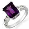 Image 1 : 4.25 ctw Amethyst & Diamond Ring 10k White Gold - REF-25R4K