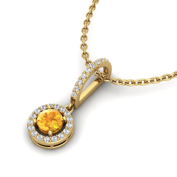 1 ctw Citrine & Micro VS/SI Diamond Certified Necklace 18k Yellow Gold - REF-34G9W