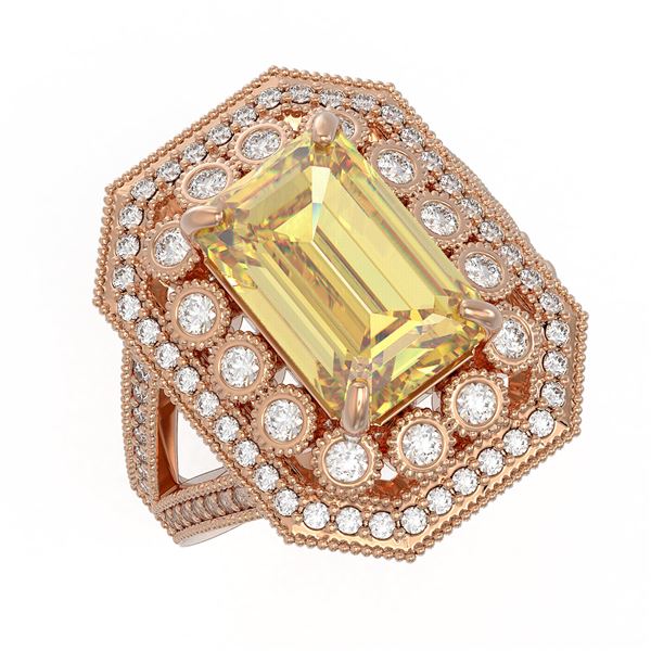 5.85 ctw Canary Citrine & Diamond Victorian Ring 14K Rose Gold - REF-145A6N