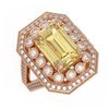 Image 1 : 5.85 ctw Canary Citrine & Diamond Victorian Ring 14K Rose Gold - REF-145A6N