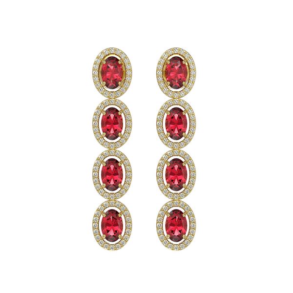 5.88 ctw Tourmaline & Diamond Micro Pave Halo Earrings 10k Yellow Gold - REF-143H6R