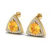Image 1 : 3 ctw Citrine & Micro Pave VS/SI Diamond Stud Earrings 18k Yellow Gold - REF-48H6R