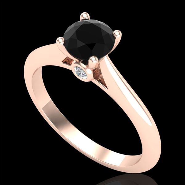 0.83 ctw Fancy Black Diamond Engagment Art Deco Ring 18k Rose Gold - REF-39A5N