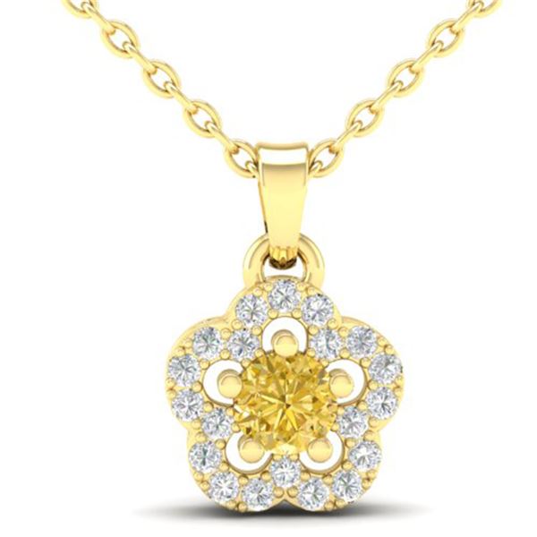 0.33 ctw Citrine & Micro VS/SI Diamond Necklace MOON 10k Yellow Gold - REF-13M2G