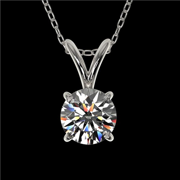 0.50 ctw Certified Quality Diamond Solitaire Necklace 10k White Gold - REF-40K8Y