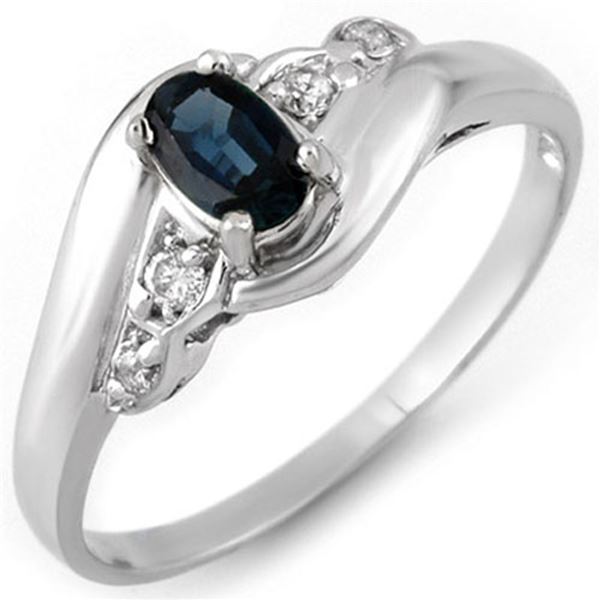 0.42 ctw Blue Sapphire & Diamond Ring 18k White Gold - REF-20K2Y
