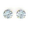 Image 1 : 4 ctw Aquamarine Designer Solitaire Stud Earrings 18k Yellow Gold - REF-40Y9X