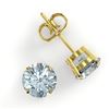 Image 2 : 4 ctw Aquamarine Designer Solitaire Stud Earrings 18k Yellow Gold - REF-40Y9X