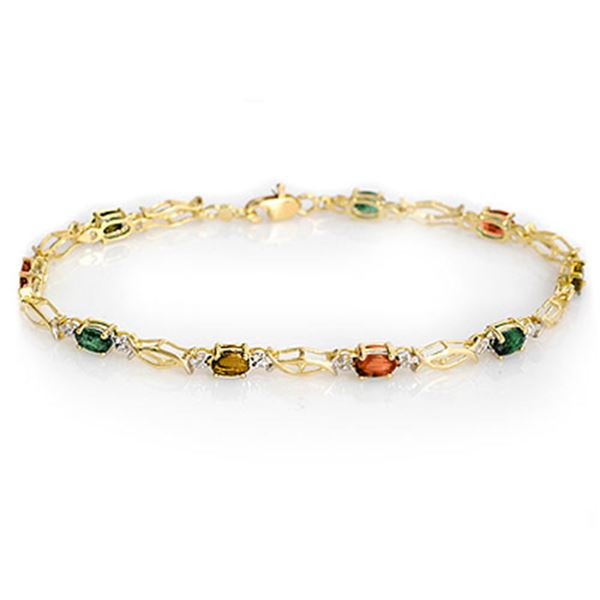 3.0 ctw Multi-color Sapphire Bracelet 10k Yellow Gold - REF-23F2M