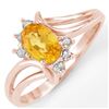Image 1 : 0.70 ctw Yellow Sapphire & Diamond Ring 14k Rose Gold - REF-18W8H