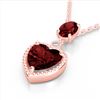 Image 2 : 4 ctw Garnet & VS/SI Diamond Designer Heart Necklace 10k Rose Gold - REF-21K3Y
