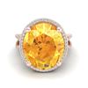 Image 1 : 10 ctw Citrine & Micro Pave VS/SI Diamond Ring 14k Rose Gold - REF-55K2Y