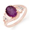 Image 1 : 1.48 ctw Amethyst & Diamond Ring 14k Rose Gold - REF-17X8A