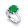 Image 2 : 3 ctw Emerald & Micro Pave VS/SI Diamond Ring 18k White Gold - REF-50H3R