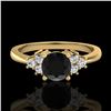 Image 2 : 0.75 ctw Fancy Black Diamond Engagment Ring 18k Yellow Gold - REF-55N2F