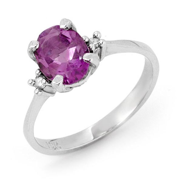 1.53 ctw Amethyst & Diamond Ring 10k White Gold - REF-16M5G