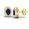 Image 2 : 1.02 ctw Sapphire & Micro Pave VS/SI Diamond Earrings 18k Yellow Gold - REF-24Y5X