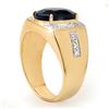 Image 2 : 6.58 ctw Blue Sapphire & Diamond Men's Ring 10k Yellow Gold - REF-109H3R