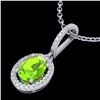 Image 2 : 2 ctw Peridot & Micro Pave VS/SI Diamond Necklace Halo 18k White Gold - REF-52N8F