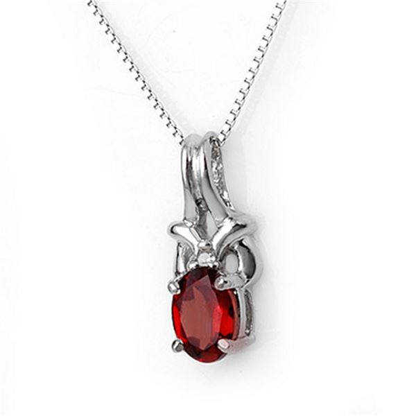 1.0 ctw Garnet & Diamond Necklace 10k White Gold - REF-11N8F