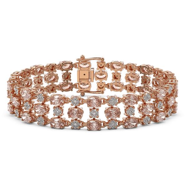 11.02 ctw Morganite & Diamond Row Bracelet 10K Rose Gold - REF-245K5Y