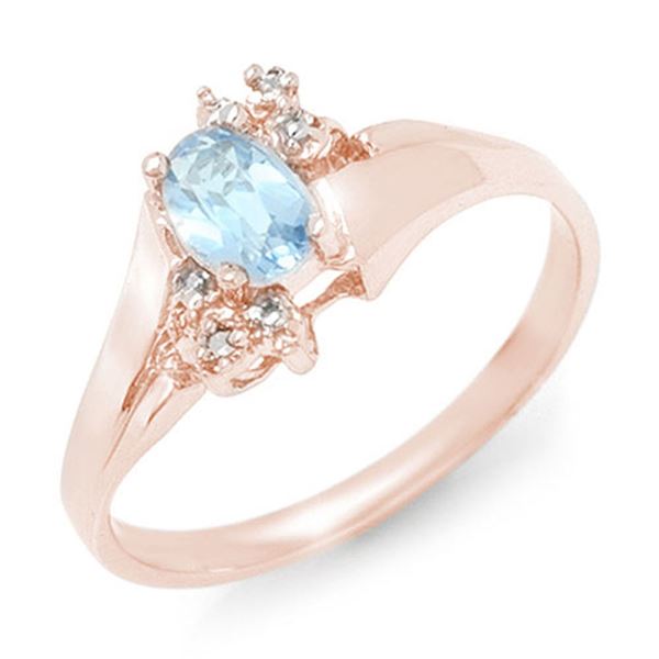 0.52 ctw Blue Topaz & Diamond Ring 10k Rose Gold - REF-10H9R