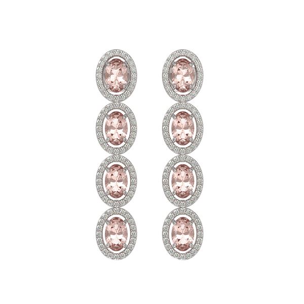 6.09 ctw Morganite & Diamond Micro Pave Halo Earrings 10k White Gold - REF-143Y6X