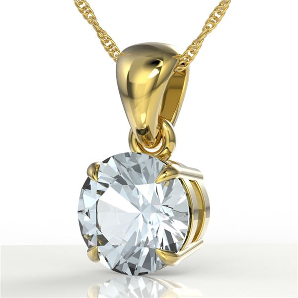 2 ctw Aquamarine Designer Necklace 18k Yellow Gold - REF-34K3Y