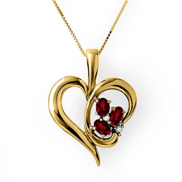 1.12 ctw Ruby & Diamond Pendant 10k Yellow Gold - REF-15M5G
