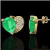 Image 2 : 2.50 ctw Emerald & Micro Pave VS/SI Diamond Earrings 10k Yellow Gold - REF-25G9W