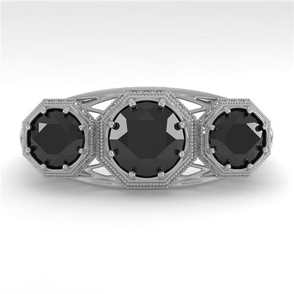 2 ctw Past Present Future Black Diamond Ring Art Deco 18k White Gold - REF-90F4M
