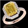 Image 2 : 4.50 ctw Citrine & Micro Pave VS/SI Diamond Ring 14k Rose Gold - REF-40M9G