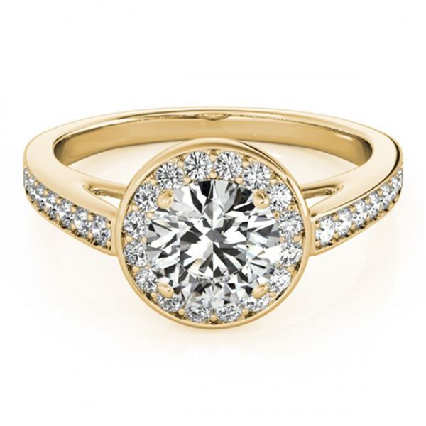0.9 ctw Certified VS/SI Diamond Halo Ring 18k Yellow Gold - REF-91K5Y