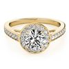 0.9 ctw Certified VS/SI Diamond Halo Ring 18k Yellow Gold - REF-91K5Y