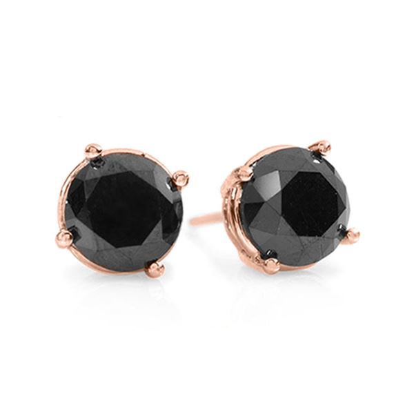 1.50 ctw VS Certified Black Diamond Stud Earrings 18k Rose Gold - REF-28A2N
