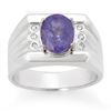 2.56 ctw Tanzanite & Diamond Men's Ring 10k White Gold - REF-87G3W
