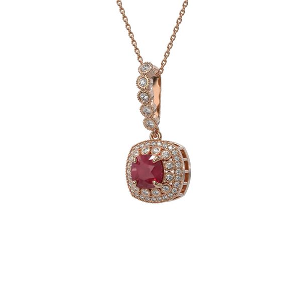 2.55 ctw Certified Ruby & Diamond Victorian Necklace 14K Rose Gold - REF-100A2N