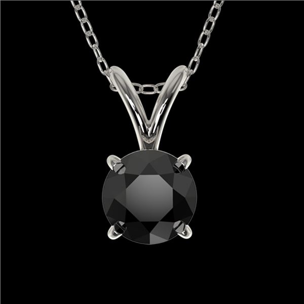 0.50 ctw Fancy Black Diamond Solitaire Necklace 10k White Gold - REF-18K4Y