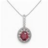 Image 2 : 8.66 ctw Certified Ruby & Diamond Victorian Necklace 14K White Gold - REF-176A4N