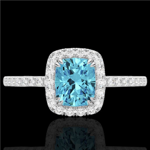 1.25 ctw Sky Blue Topaz & Micro Pave VS/SI Diamond Ring 10k White Gold - REF-25X9A