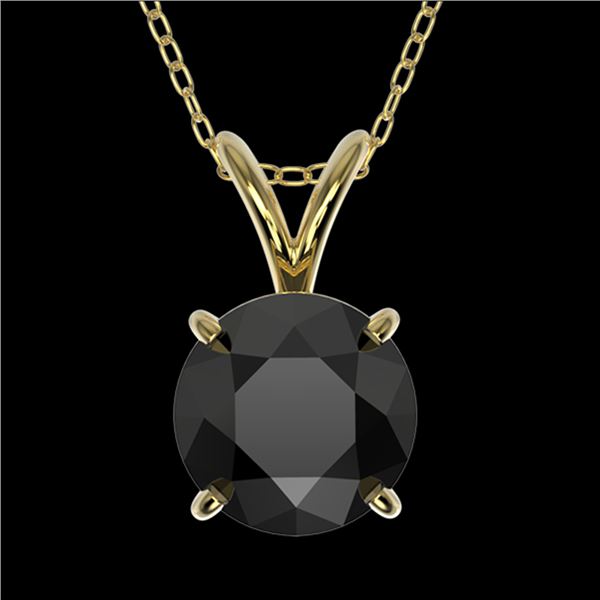 1.25 ctw Fancy Black Diamond Solitaire Necklace 10k Yellow Gold - REF-31R9K