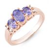 Image 1 : 0.99 ctw Tanzanite & Diamond Ring 14k Rose Gold - REF-28G6W