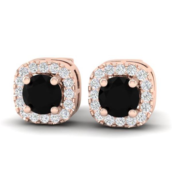 0.90 ctw Micro Pave Black & VS/SI Diamond Earrings 14k Rose Gold - REF-40Y9X