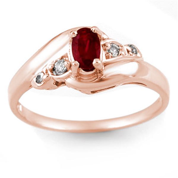 0.49 ctw Ruby & Diamond Ring Solid 18k Rose Gold - REF-23X9A