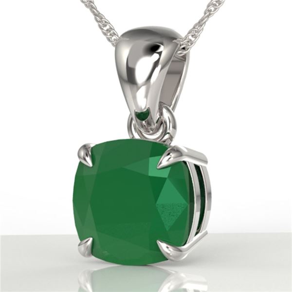 2 Cushion Cut ctw Emerald Designer Necklace 18k White Gold - REF-28H6R