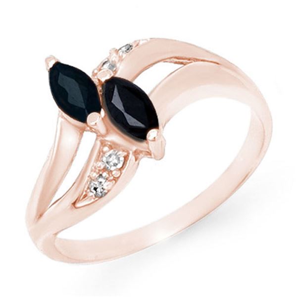 0.74 ctw Blue Sapphire & Diamond Ring 10k Rose Gold - REF-13Y6X